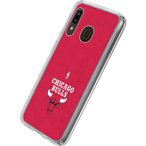 NBA Chicago Bulls Red Distressed Galaxy A20 Clear Case